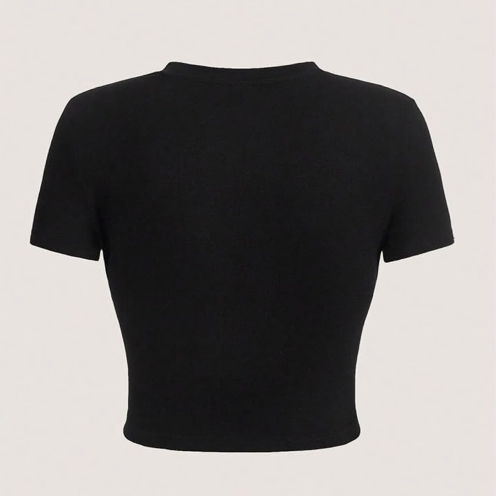 Women’s Charcoal Gray Graphic Tee with Chrome Graphic Hand Design | NEW | Small - Picture 4 of 7